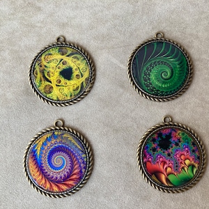 Round Fractal Pendants, Sold by the piece