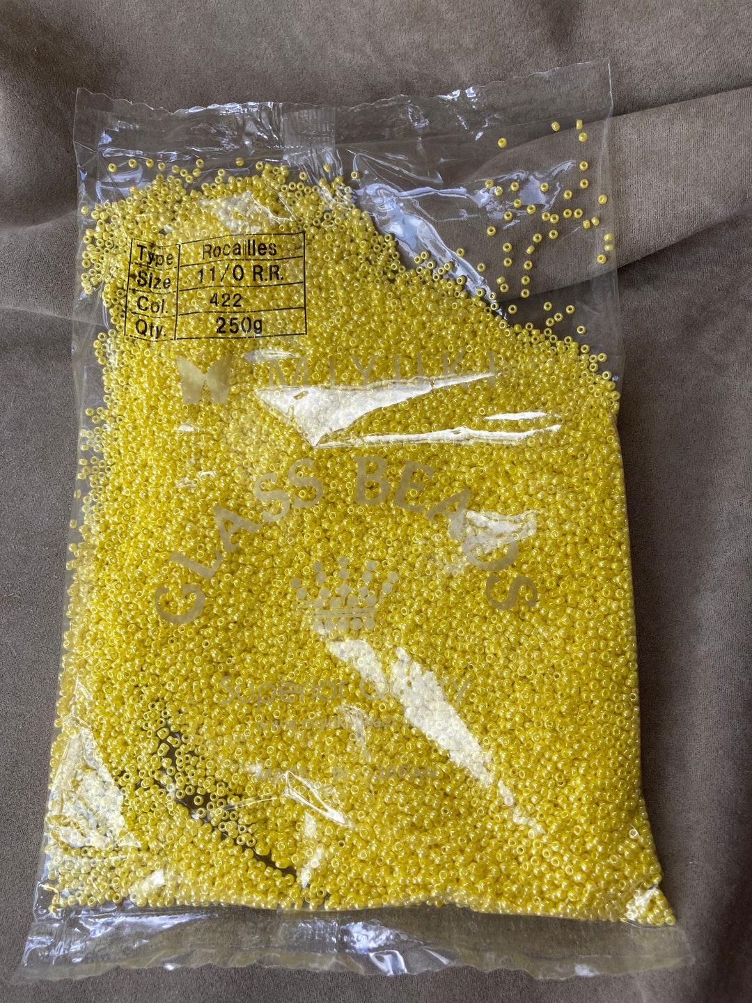 11-422 Opaque Yellow Luster 250 Gram Bag 11/0 Seed Bead by