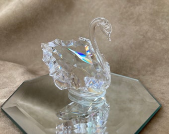 Vintage RCR Royal Crystal Rock 24% Lead Crystal Glass Two Swans