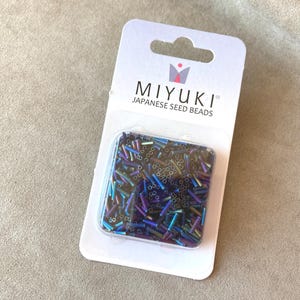 Slender Bugle Bead, 6mm / Size #2, SLB136-401FR, Matte Black AB by Miyuki
