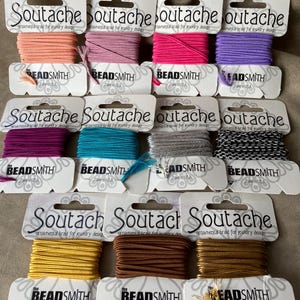Rayon / Polyester Soutache, 11 Colors! 3 Yard Card, 3mm