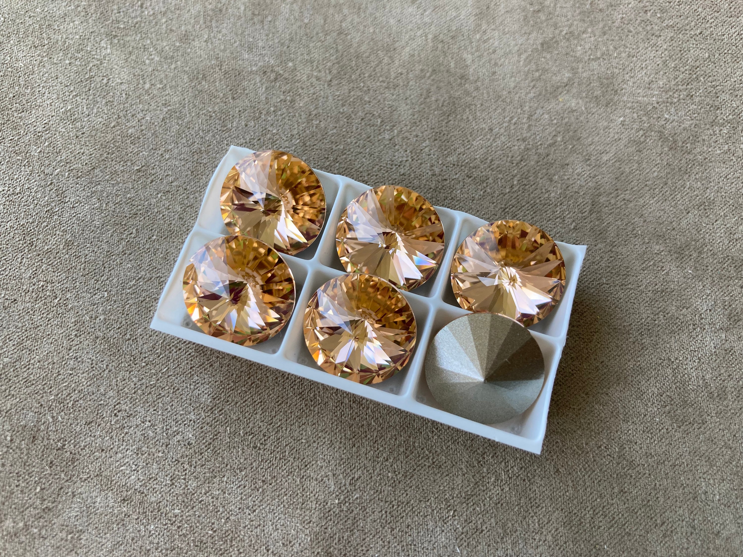 Set of 6, Swarovski Art. 1122, Light Peach Foiled, 14mm - Etsy