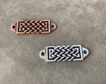 Celtic Centerpiece Link, Antique Silver Plate or Copper Plate, 11.8x36.5mm, TierraCast Celtic Collection