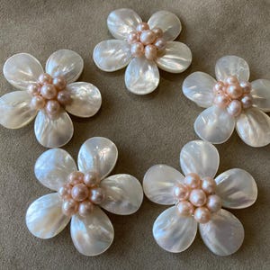 Mother of Pearl, Pink Freshwater Pearl Flower Pendant, Sold by the piece