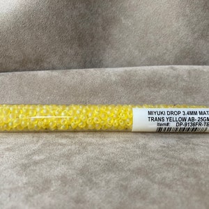 DP-9136FR, Matte Transparent Yellow AB, Miyuki 3.4mm Drop Bead