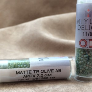 Delica 11/0, DB1282, Matte Transparent Olive AB by Miyuki