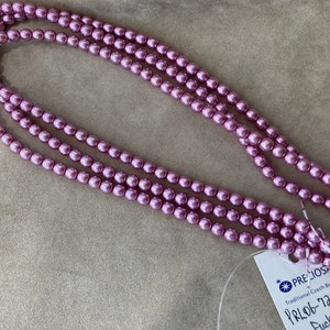 Set of 3, Czech Glass Pearl Druk, Fuchsia / Lilac 6mm Round by Preciosa