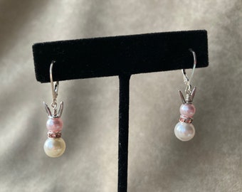 Sterling & Swarovski Pearl Bunny Earrings