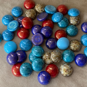 SET OF 2, Czech Glass Round Cabochon, 18mm, 6 Colors