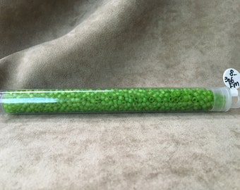 8-306FM, Frosted Shamrock Lined Jonquil / Lime Lined Jonquil Matte, 8/0 Seed Bead by Toho