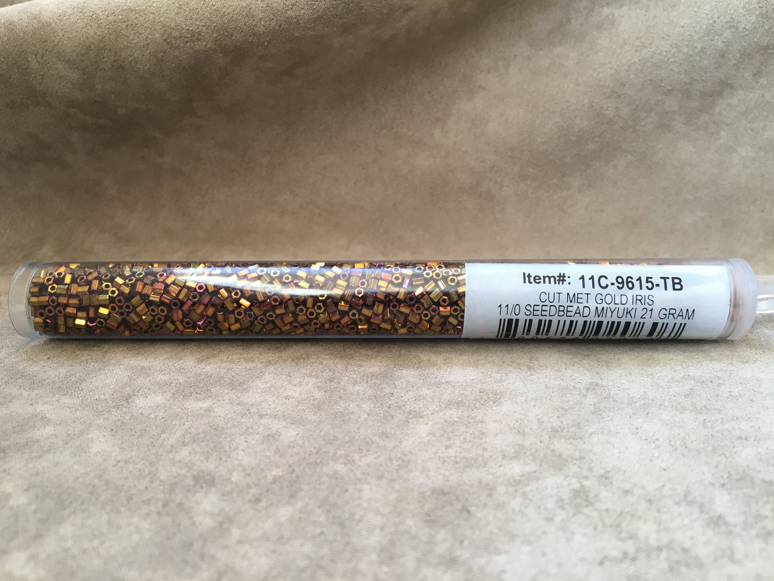 11C-9615, HEX CUT Metallic Gold Iris, 11/0 Seed Bead by Miyuki