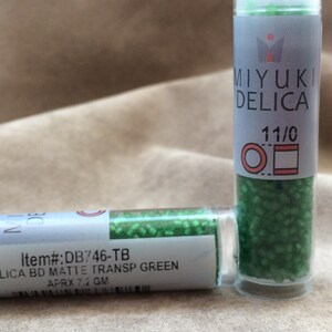 Delica 11/0, DB746, Matte Transparent Green by Miyuki