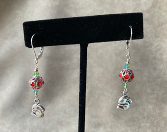 Sterling Bunny & Swarovski Filigree Leverback Earrings