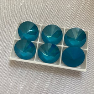 Set of 6, Swarovski Art. 1122, Crystal Azure Blue Lacquer PRO, 14mm