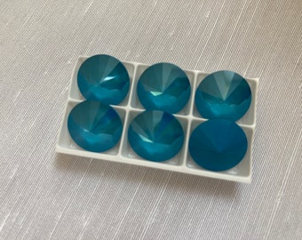 Set of 6, Swarovski Art. 1122, Crystal Azure Blue Lacquer PRO, 14mm