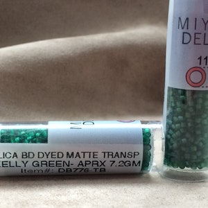 Delica 11/0, DB776, Dyed Matte Transparent Kelly Green by Miyuki