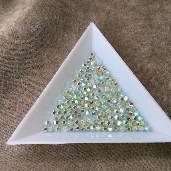 Swarovski 3mm Bicone, Chrysolite Opal AB2x, package of 72