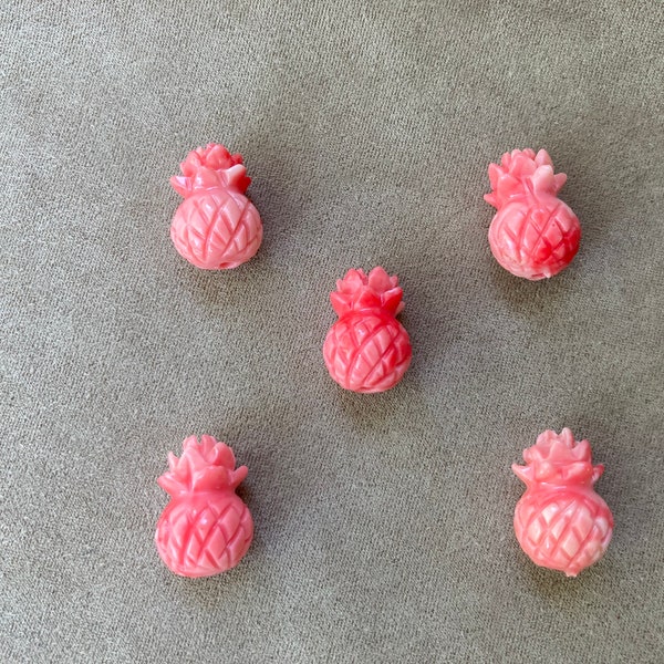 Synthetic Coral/Resin Pineapple Beads, 2 piece Set, 16x11mm