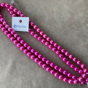 Czech Glass Pearl Druk, Hot Pink, 8mm Round by Preciosa