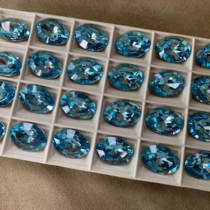 Swarovski Article 4106, Oval, Aquamarine Foiled, 18x13mm, Vintage! Rare! each piece
