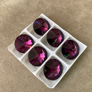 Set of 6, Preciosa MC Amethyst Foiled, 14mm Rivoli