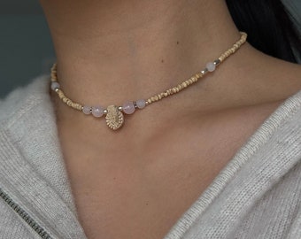 Tulasi mala kanthimala with name Radhe And Rose quartz