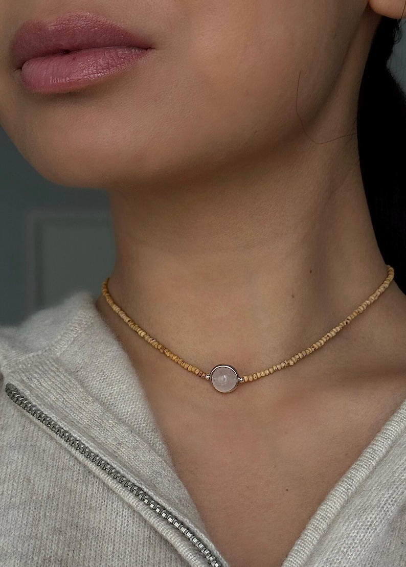 Tulsi mala kanthimala with Moonstone image 1