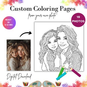 Personalisierte Ausmalbilder vom Foto (10 Fotos) Foto zu Malseite, personalisiertes Malbuch, personalisiertes Malbuch, Geschenk für Sie, Geschenk für Ihn