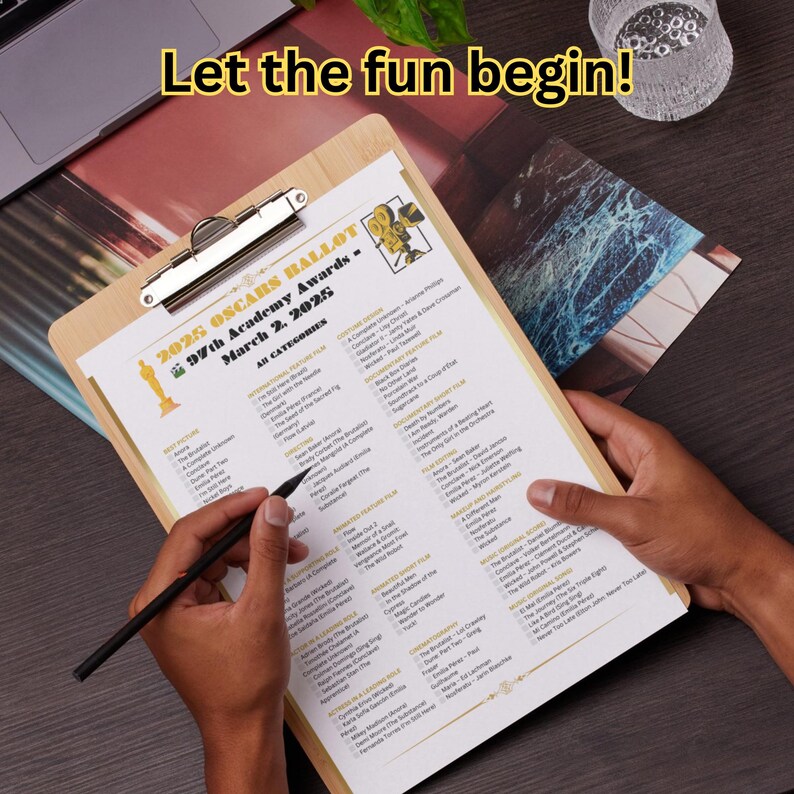 2025 Oscars Printable Ballot Instant Download Academy Awards Party Game