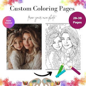 Custom Coloring Pages from Pictures (20-30 photos) Personalized Colouring Book, Photo to coloring book, Anniversary Gift, Birthday gift idea