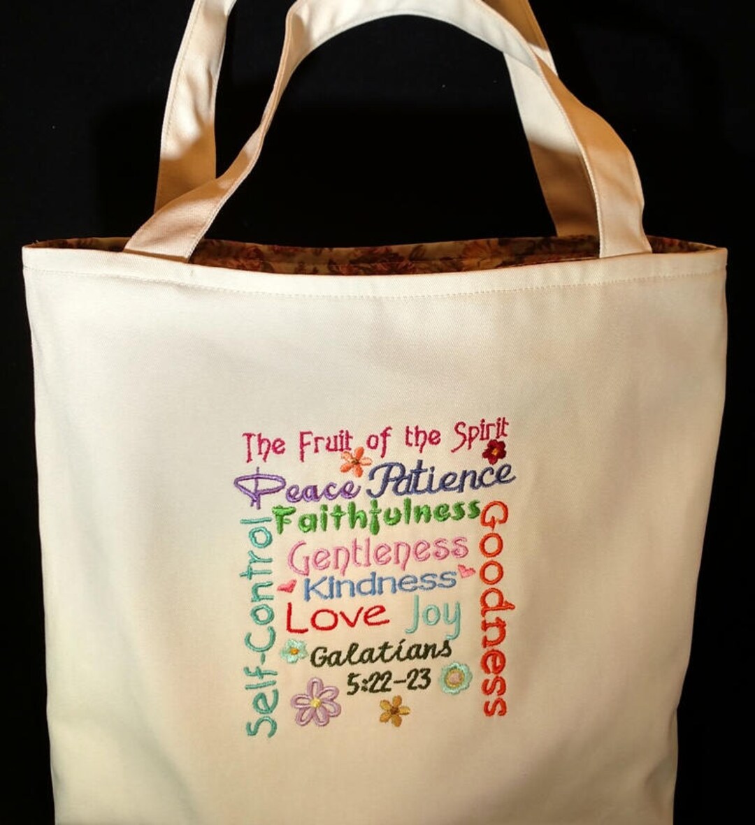 Scripture Bag Embroidered Scripture Canvas Tote Bag: Bible Study Bag - Etsy