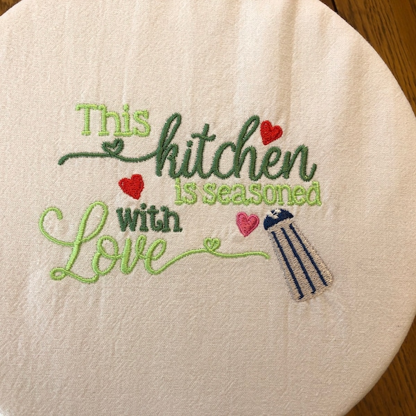 Embroidered fabric reusable bowl covers, bread proofing cover, zero waste kitchen linens, machine embroidery, choice of colors