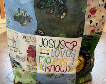 Personalized Tractor Patchwork Quiet Bag, Farm Theme