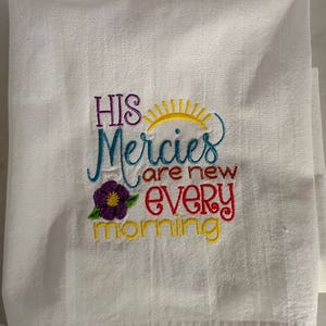 Embroidered Flour Sack Towel: Christian Scripture Kitchen Decor