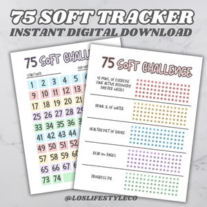 75 Soft Challenge Tracker | Téléchargement numérique PDF instantané | Imprimable | Utilisation numérique