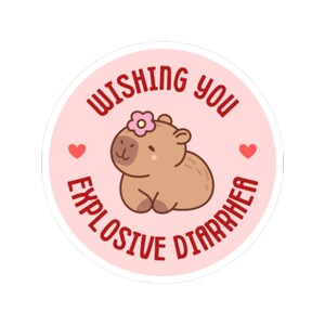 Snarky Sentiment Capybara.  "Ich wünsche Ihnen Explosive Diarrhea" Sticker.
