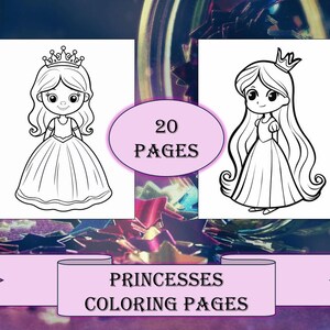 Prinses kleurplaten, prinses kleurboek voor kinderen, afdrukbare kleurplaten, sprookjeskleuren, cadeau voor meisje, kleurplaten