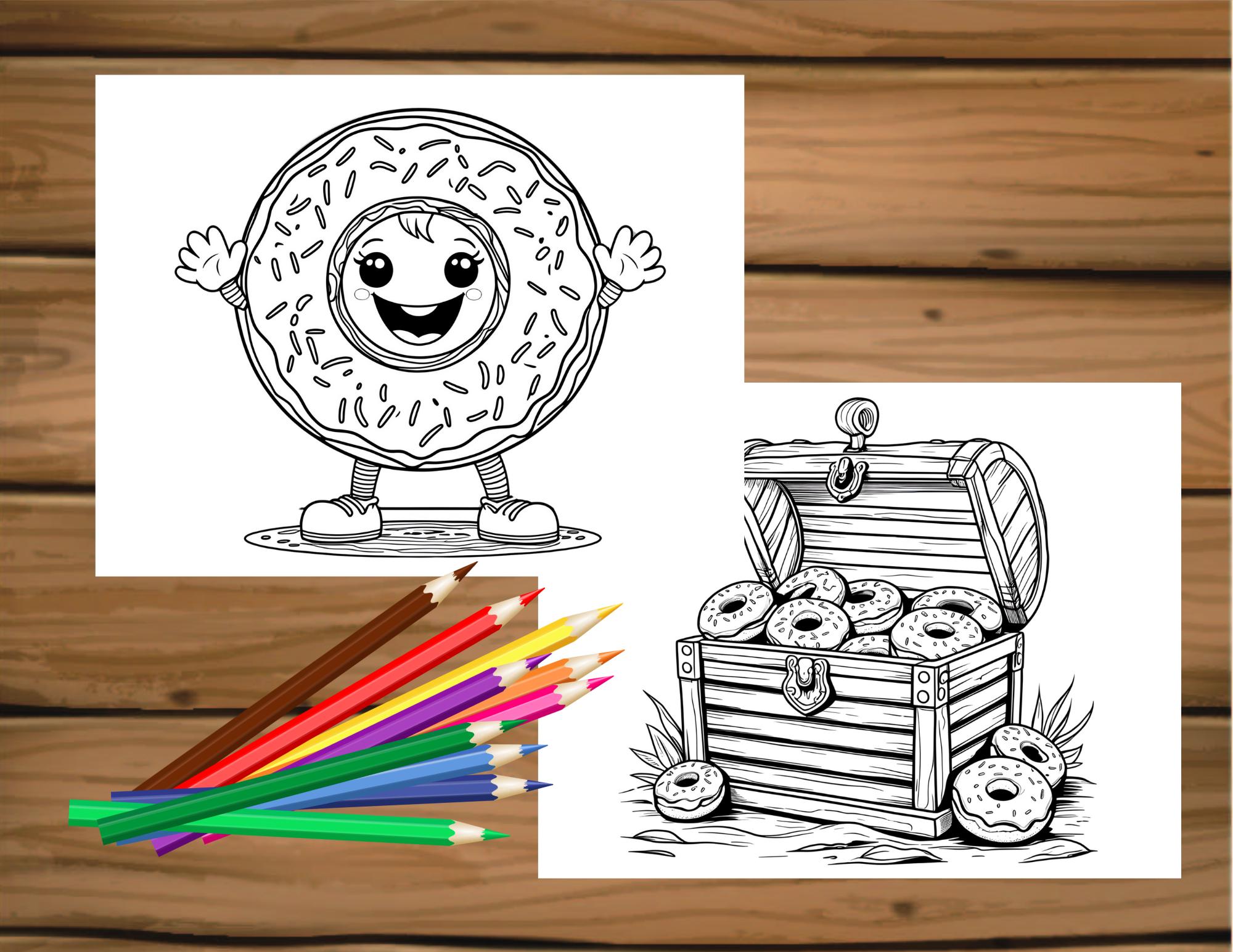 Fun Doughnut Coloring Pages for Kids, Printable Donut Coloring Sheet ...
