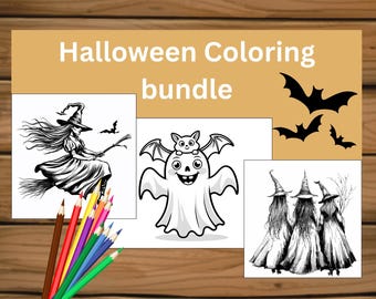 Halloween coloring pages bundle, Set of coloring bookmarks, Print at home coloring poster, Fun Halloween activity for kids, Classroom crafts