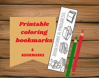 Funny coloring bookmarks for children, Fun quotes to color, Cut out coloring bookmarker for kids, Printable coloring sheets for book lovers