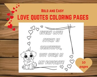 Love quotes coloring, Digital romantic coloring pages, Printable coloring book for adults. Print and color activity sheet, Valentines cards