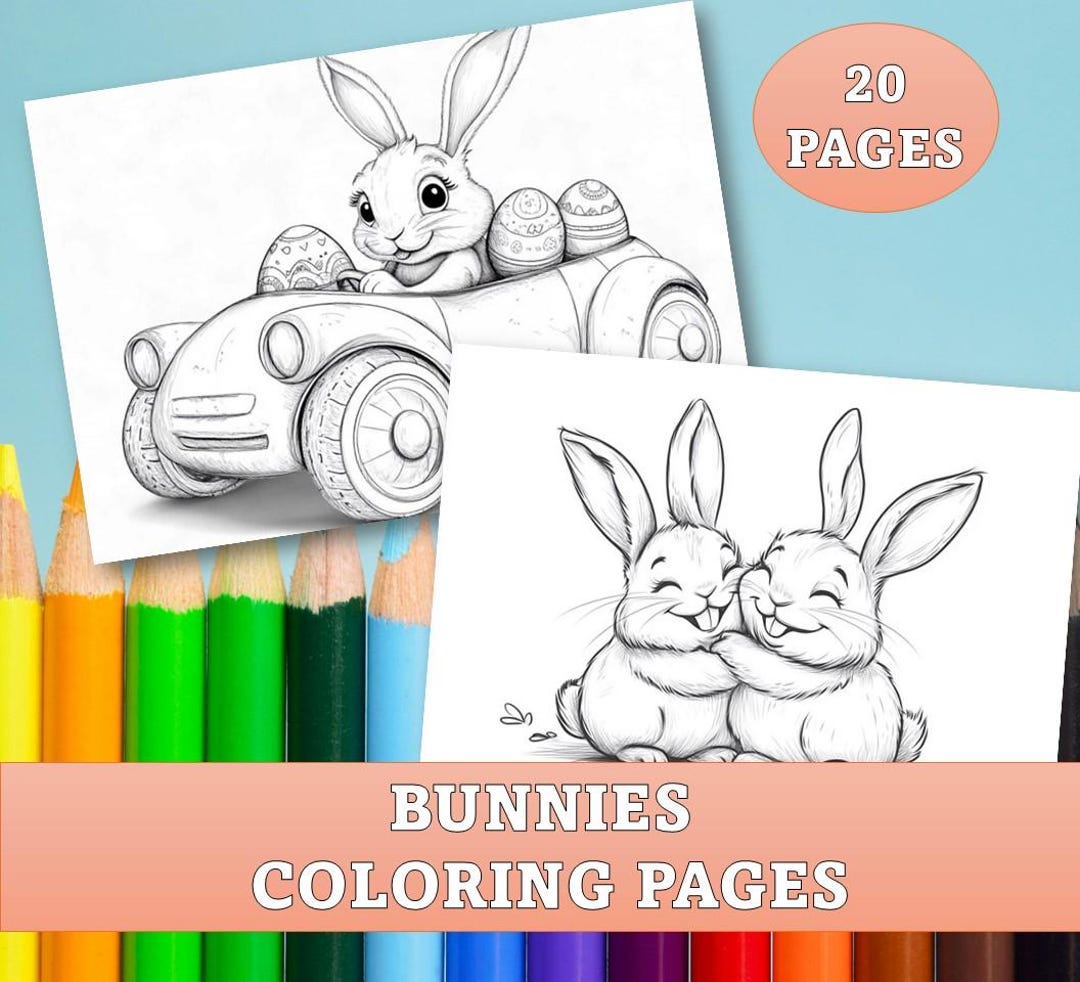 Easter Coloring Pages for Kids, Cute Bunny Coloring Book, Digital ...