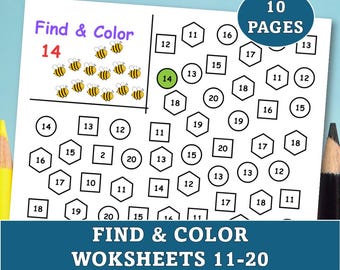 Find and color number for preschooler, Numbers recognition coloring pages, Digital educational worksheet, Printable coloring sheets for kids