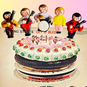 Rolling Stones &quot;Let It Bleed&quot; Cake Toppers – Handmade Band Figurines for Rock Fans