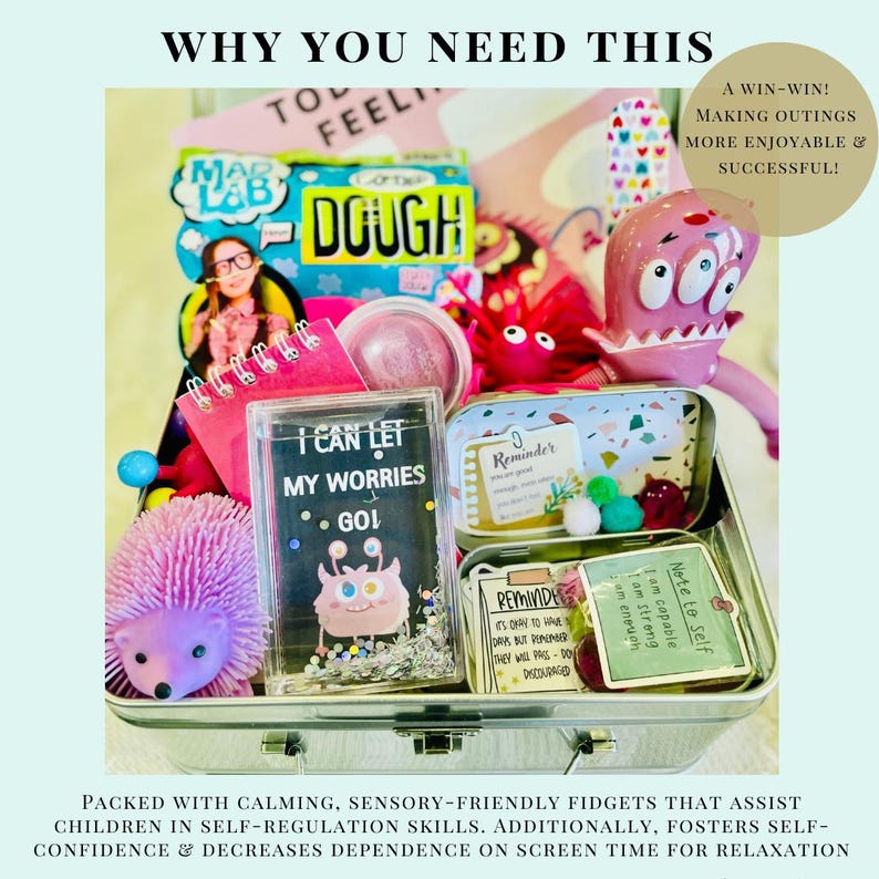 Travel Coping Box for Kids Sensory Fidgets Anxiety Coping Box ADHD ...