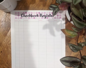 Scheckheft Register Printable Pink Polka Dot