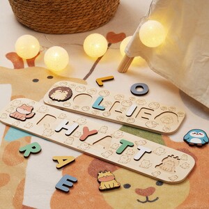 Personalisiertes Namenspuzzle, hölzerner Name mit Zahlen, Babypartygeschenk, personalisiertes Babypuzzle