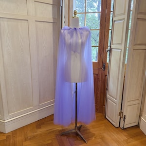 Solid Purple Cape with Cape Minimalist Tulle Hooded Shawl Halloween Festival Party Cloak  Cosplay Cape 2 Layers Available in Many Colors