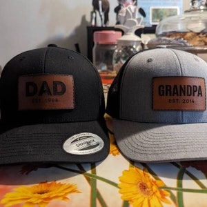 Gorra de camionero con parche de cuero para papá, gorra de papá personalizada