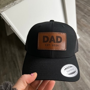 Gorra de camionero con parche de cuero para papá, gorra de papá personalizada